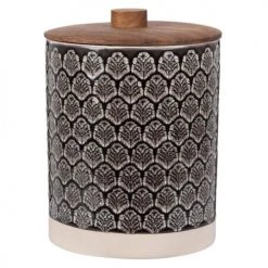 Budget ???? Maisons Du Monde Bocaux, Pots Et Bonbonnières Pot En Grès Motifs Graphiques Et Acacia H15 ????