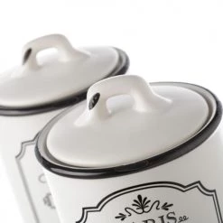 Grosses soldes ???? Wadiga Bocaux, Pots Et Bonbonnières Pots De Conservation En Céramique Blanche Café Et Thé - Lot De 2 ???? -pots et bonbonnières Soldes pots de conservation en ceramique blanche cafe et the lot de 2 2