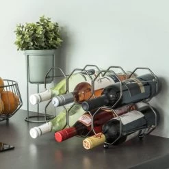 Tout neuf ✔️ Present Time Accessoires De Rangement De Cuisine Range Bouteilles En Métal Pliable Gris Fumé ???? -pots et bonbonnières Soldes range bouteilles en metal pliable gris fume 4