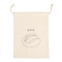 Promo ???? Maisons Du Monde Corbeilles à Pain Et à Fruits Sac à Pain En Coton Beige Imprimé - Lot De 2 ????