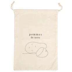 Sortie ✨ Maisons Du Monde Accessoires De Rangement De Cuisine Sac à Pommes De Terre En Coton Beige Imprimé - Lot De 2 ????