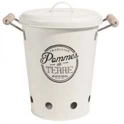 Nouveau ⌛ Maisons Du Monde Boites De Conservation Alimentaire Seau à Pommes De Terre Avec Couvercle En Métal ????