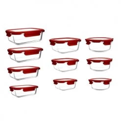 Remise ???? Menastyl Boites De Conservation Alimentaire Set De 10 Boîtes Hermétiques En Verre Avec Couvercle ⌛