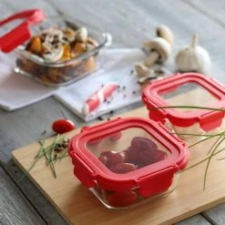 Vente flash ???? Menastyl Boites De Conservation Alimentaire Set De 6 Boîtes Hermétiques Carrées En Verre Avec Couvercle ???? -pots et bonbonnières Soldes set de 6 boites hermetiques carrees en verre avec couvercle 4