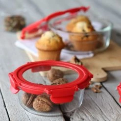 Vente flash ???? Menastyl Boites De Conservation Alimentaire Set De 6 Boîtes Hermétiques Rondes En Verre Avec Couvercle ???? -pots et bonbonnières Soldes set de 6 boites hermetiques rondes en verre avec couvercle 2