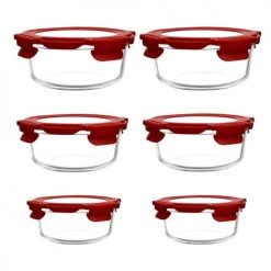 Vente flash ???? Menastyl Boites De Conservation Alimentaire Set De 6 Boîtes Hermétiques Rondes En Verre Avec Couvercle ????