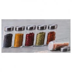 Le moins cher ???? Five Simply Smart Bocaux, Pots Et Bonbonnières Set De 6 Pots à épices Ronds Verre Et Métal Chromé ❤️ -pots et bonbonnières Soldes set de 6 pots a epices ronds verre et metal chrome 2