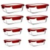 Meilleure affaire ⌛ Menastyl Boites De Conservation Alimentaire Set De 8 Boîtes Hermétiques Rectangle En Verre Avec Couvercle ????