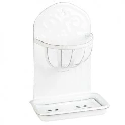 Remise ???? Maisons Du Monde Accessoires De Rangement De Cuisine Support Mural éponge Et Savon En Métal Blanc ❤️