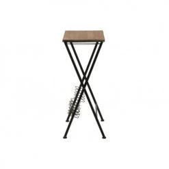 Budget ???? LANADECO Accessoires De Rangement De Cuisine Table Rangement Bouteilles Et Verres Métal Noir Et Bois ???? -pots et bonbonnières Soldes table rangement bouteilles et verres metal noir et bois 2