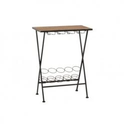 Budget ???? LANADECO Accessoires De Rangement De Cuisine Table Rangement Bouteilles Et Verres Métal Noir Et Bois ????