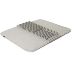 Remise ???? Umbra Accessoires De Rangement De Cuisine Tapis De Séchage Vaisselle Pliable Bleu Denim ❤️ -pots et bonbonnières Soldes tapis de sechage vaisselle pliable gris clair